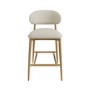 Cream Upholstered Curved Kitchen Stool with Limewash Solid Oak Exposed Back - Set of 2 - Kori