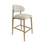 Set of 3 Cream Upholstered Curved Kitchen Stools with Limewash Solid Oak Exposed Back - Kori