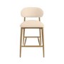 ALMOST PERFECT - Cream Upholstered Curved Kitchen Stool with Limewash Solid Oak Exposed Back - Kori