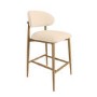 ALMOST PERFECT - Cream Upholstered Curved Kitchen Stool with Limewash Solid Oak Exposed Back - Kori