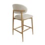 Cream Upholstered Curved Kitchen Stool with Limewash Solid Oak Exposed Back - Set of 2 - Kori