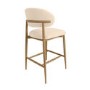 ALMOST PERFECT - Cream Upholstered Curved Kitchen Stool with Limewash Solid Oak Exposed Back - Kori