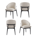 BUN/KOR005/93847 Set of 4 Cream and Black Upholstered Curved Dining Chairs with Wooden Exposed Back - Kori