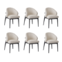 Set of 6 Cream and Black Upholstered Curved Dining Chairs with Wooden Exposed Back - Kori