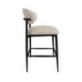 Set of 4 Cream and Black Upholstered Curved Kitchen Stools With Wooden Exposed Back - Kori