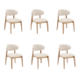 Set of 6 Beige Upholstered Curved Dining Chair With Solid Oak Exposed Back - Kori
