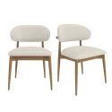 BUN/KOR007A/98634 Set of 2 Beige Upholstered Curved Dining Chairs With Solid Wood Exposed Back - Kori