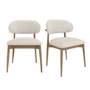 Set of 2 Beige Upholstered Curved Dining Chairs With Solid Wood Exposed Back - Kori