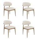 BUN/KOR007A/98637 Set of 4 Beige Upholstered Curved Dining Chairs With Solid Wood Exposed Back - Kori