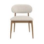 Set of 4 Beige Upholstered Curved Dining Chairs With Solid Wood Exposed Back - Kori