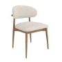Set of 4 Beige Upholstered Curved Dining Chairs With Solid Wood Exposed Back - Kori