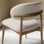 Set of 4 Beige Upholstered Curved Dining Chairs With Solid Wood Exposed Back - Kori