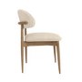 Beige Upholstered Curved Dining Chair with Solid Oak Open Back - Kori