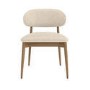 Set of 6 Beige Upholstered Curved Dining Chairs With Solid Wood Exposed Back - Kori