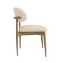 Set of 6 Beige Upholstered Curved Dining Chairs With Solid Wood Exposed Back - Kori