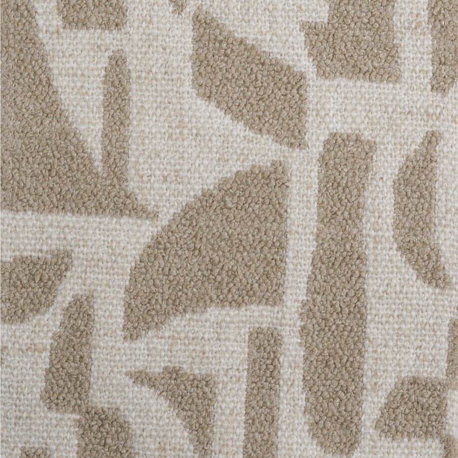 Set of 2 Beige Printed Upholstered Curved Dining Chairs With Solid Rustic Oak Exposed Back - Kori