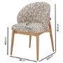GRADE A1 - Beige Printed Upholstered Curved Dining Chair With Solid Rustic Oak Exposed Back - Kori
