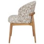 GRADE A1 - Beige Printed Upholstered Curved Dining Chair With Solid Rustic Oak Exposed Back - Kori