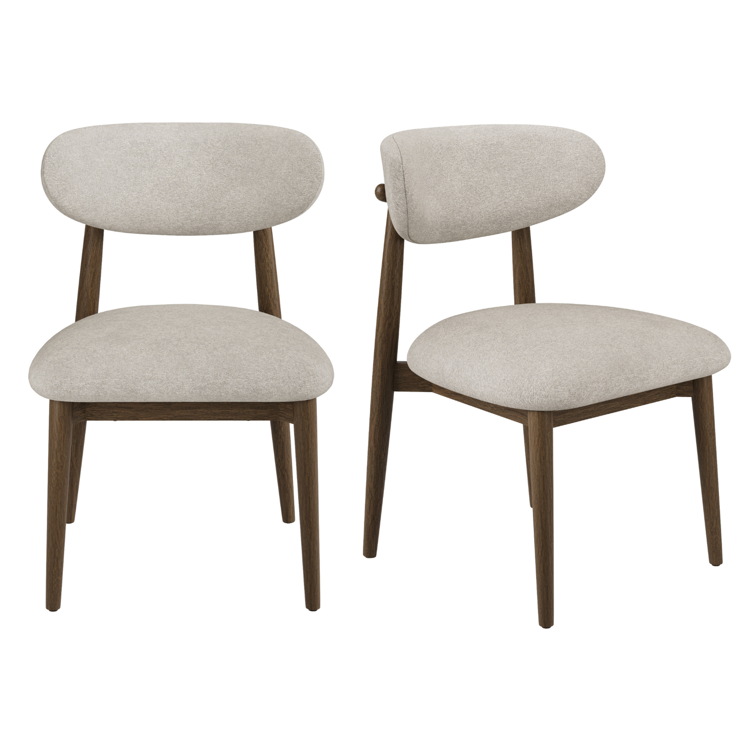 Set 2 Walnut Upholstered Curved Dining Chairs Open Back