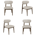 BUN/KOR009/98755 Set of 4 Walnut and Beige Upholstered Curved Dining Chairs with Open Back - Kori