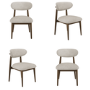 Set of 4 Walnut and Beige Upholstered Curved Dining Chairs with Open Back - Kori