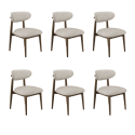 BUN/KOR009/98756 Set of 6 Walnut and Beige Upholstered Curved Dining Chairs with Open Back - Kori
