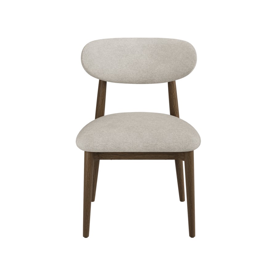 Walnut and Beige Upholstered Curved Dining Chair with Open Back - Kori