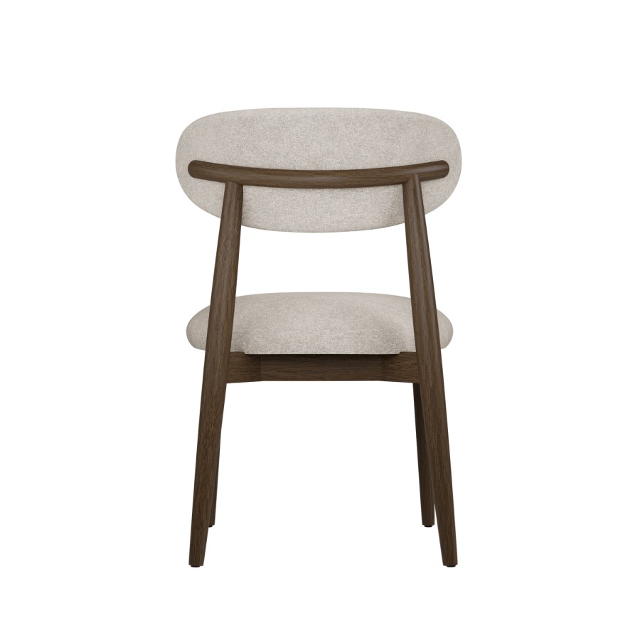 Walnut and Beige Upholstered Curved Dining Chair with Open Back - Kori