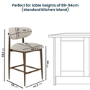 Set of 3 Walnut and Beige Upholstered Curved Kitchen Stools with Open Back - Kori