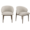 BUN/KOR011/99393 Set of 2 Walnut and Beige Upholstered Curved Dining Chairs with Exposed Back - Kori