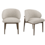 Set of 2 Walnut and Beige Upholstered Curved Dining Chairs with Exposed Back - Kori