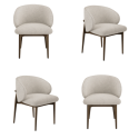 BUN/KOR011/99394 Set of 4 Walnut and Beige Upholstered Curved Dining Chairs with Exposed Back - Kori