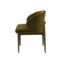 Set of 2 Walnut and Olive Green Velvet Curved Dining Chairs with Solid Wood Exposed Back - Kori