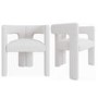 Set of 2 White Boucle Curved Dining Chairs - Kirra