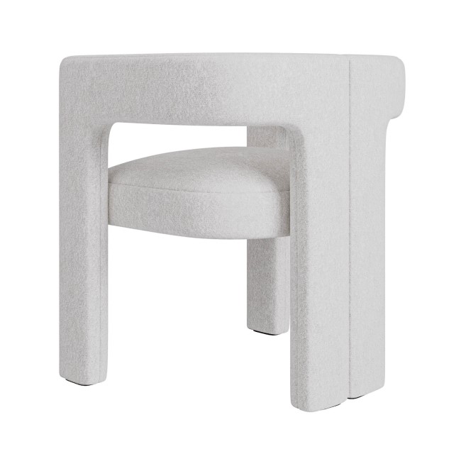 Set of 2 White Boucle Upholstered Curved Tub Dining Chairs - Kirra