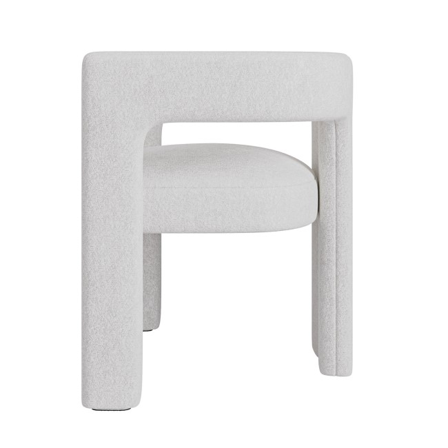 Set of 2 White Boucle Upholstered Curved Tub Dining Chairs - Kirra