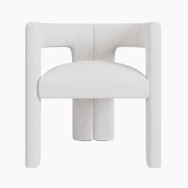 Set of 2 White Boucle Upholstered Curved Tub Dining Chairs - Kirra