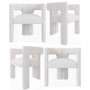 Set of 4 Kirra White Boucle Curved Tub Dining Chair - Kirra