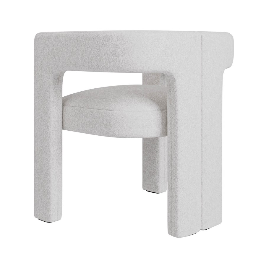 Set of 4 Kirra White Boucle Curved Tub Dining Chair - Kirra