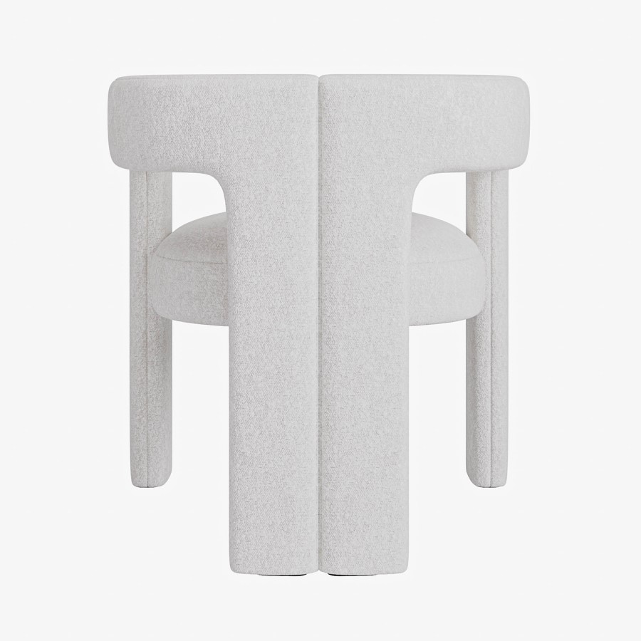 Set of 4 Kirra White Boucle Curved Tub Dining Chair - Kirra