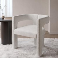 Cream Boucle Curved Dressing Table Chairr - Kirra