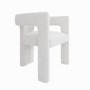 White Boucle Upholstered Curved Tub Dining Chair - Kirra