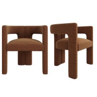 Set of 2 Burnt Orange Luxury Upholstered Curved Tub Dining Chairs - Kirra Set of 2 Burnt Orange Luxury Upholstered Curved Tub Dining Chairs - Kirra
