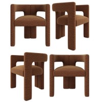 Set of 4 Burnt Orange Luxury Fabric Curved Tub Dining Chairs - Kirra