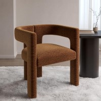 Burnt Orange Luxury Curved Fully Upholstered Accent Chair - Kirra