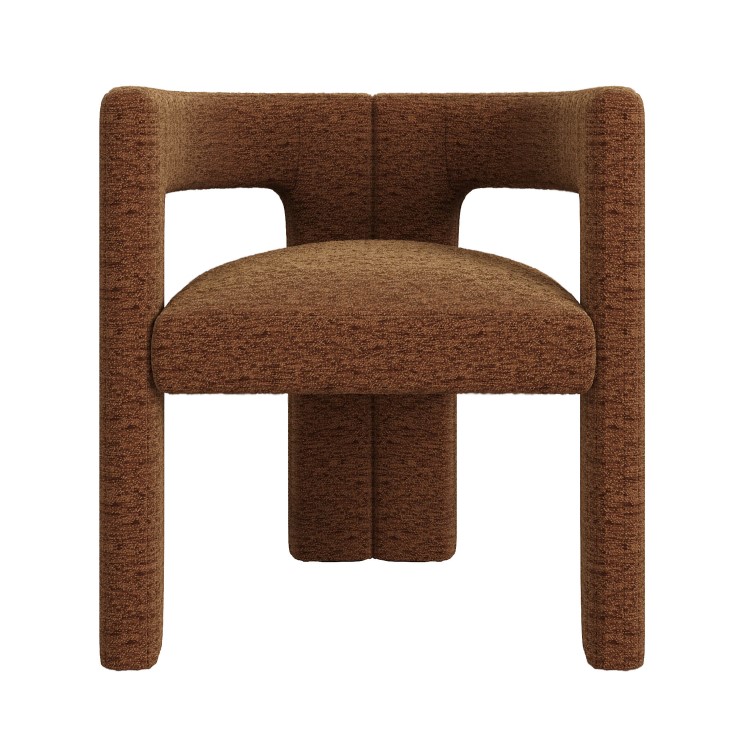 Burnt Orange Luxury Curved Fully Upholstered Accent Chair - Kirra