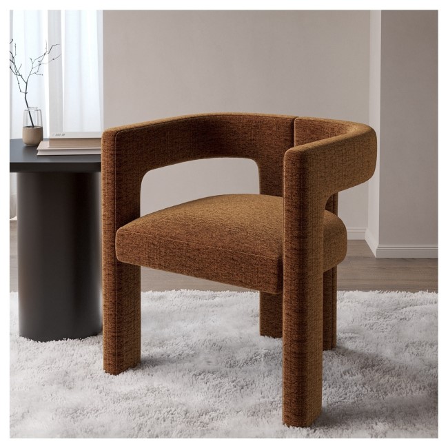 Burnt Orange Luxury Curved Dressing Table Chair - Kirra 