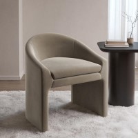 Upholstered Mink Velvet Curved Accent Chair - Kelsey