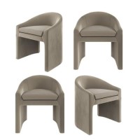 Set of 4  Upholstered Mink Velvet Curved Dining Chairs - Kelsey