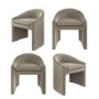 Set of 4  Upholstered Mink Velvet Curved Dining Chairs - Kelsey